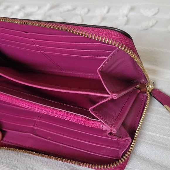 Coach Madison Zip Around Continental Wallet | Raspberry/Magenta Pink | Leather - Picture 8 of 9